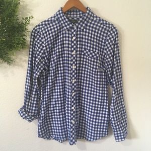 Eddie Bauer Blue/White Checkered Button Down Shirt